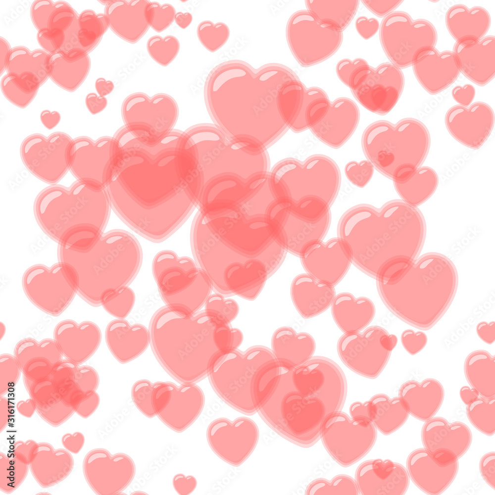Soft seamless pink pattern with hearts