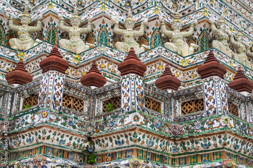Religious sculpture decoration Detail of Wat Arun temple, Bangkok, Thailand.