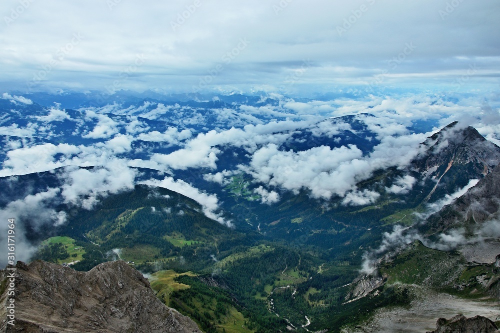 Austrian Alps-outlook of the Alps from Dachstein