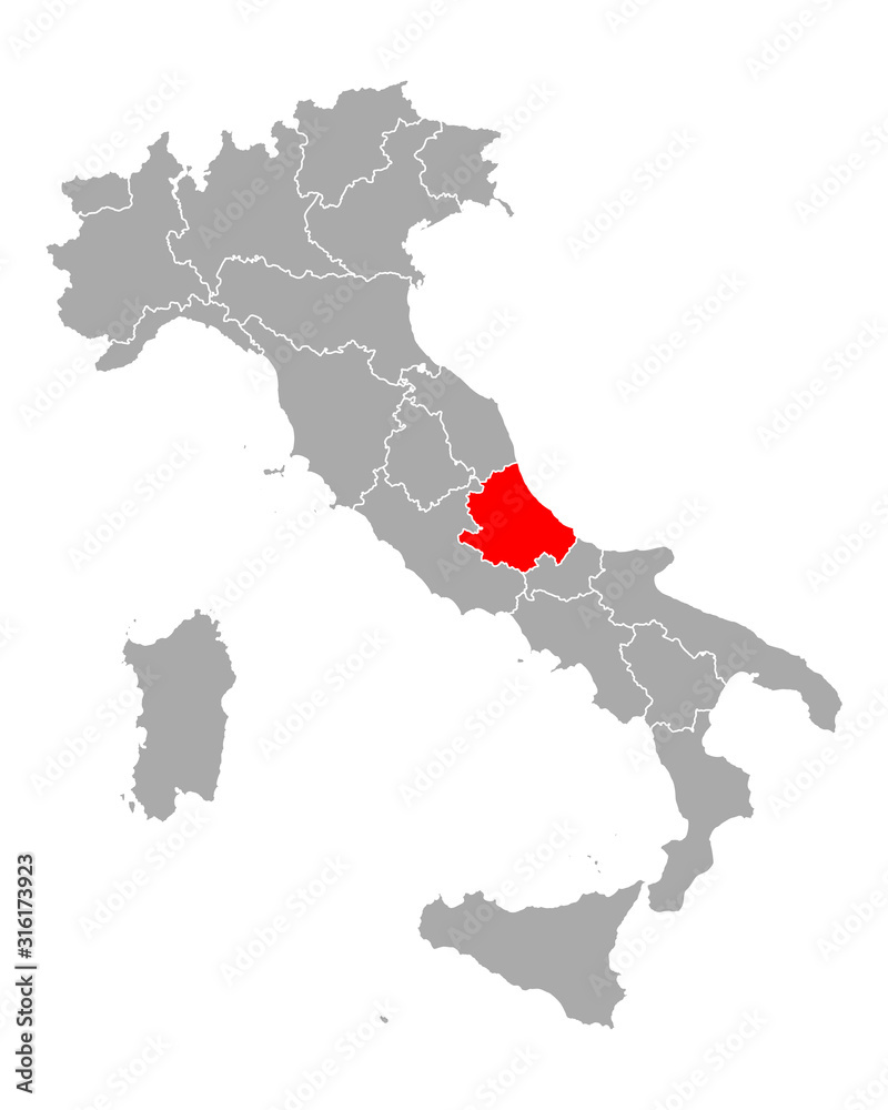 Obraz premium Karte von Abruzzen in Italien