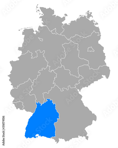 Karte von Baden-W  rttemberg in Deutschland