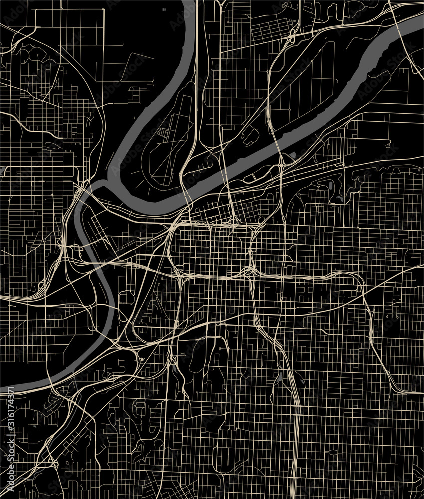 map of the city of Kansas City, USA
