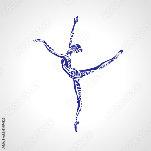 Ballet girl. Artistic rhythmic gymnastics dancing woman