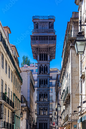 The Santa Justa Lift, an elevator in the civil parish of Santa Justa, in the historical city of Lisbon, Portugal