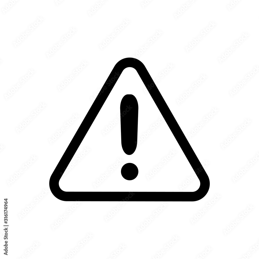 Exclamation mark sign flat vector icon isolated on a white background.