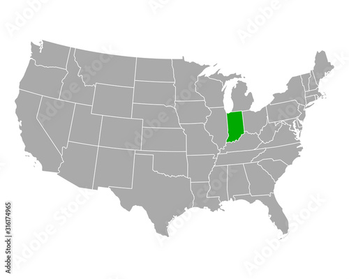 Karte von Indiana in USA