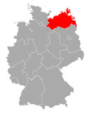 Karte von Mecklenburg-Vorpommern in Deutschland