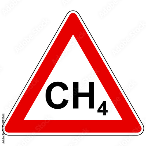 Methan und Achtung Schild