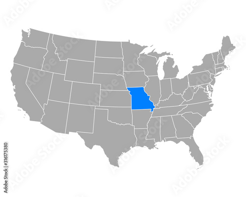 Karte von Missouri in USA