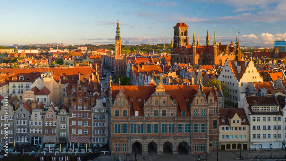 Fototapeta premium Aerial view to old town in Gdansk.