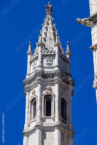 Tower of the Jerónimos Monastery or Hieronymites Monastery of Belém, in Lisbon, Portugal photo