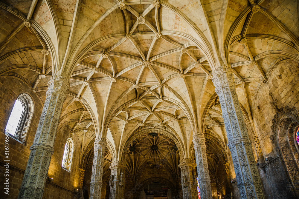 Ceiling of the Church of Santa Maria of The Jerónimos Monastery or Hieronymites Monastery in Belém, in Lisbon, Portugal Ceiling of the Church of Santa Maria of The Jerónimos Monastery or Hieronymites Monastery in Belém, in Lisbon, Portugal