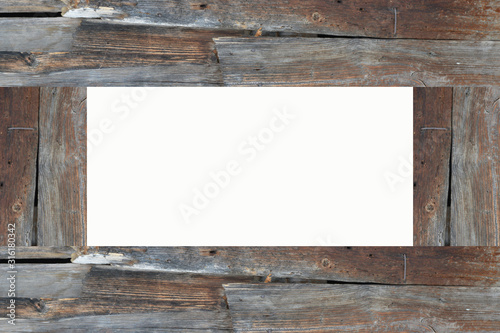 empty frame on wooden wall background