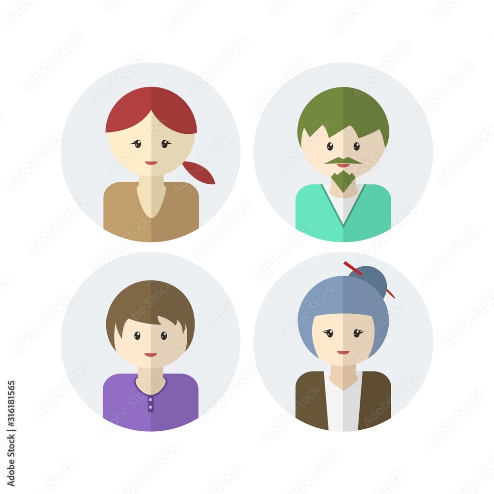 Character avatars set, collection of flat design avatars Character avatars set, collection of flat design avatars