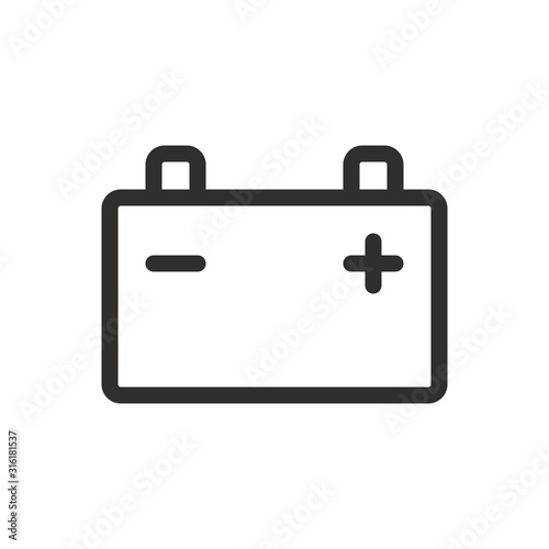 Car accumulator isolated icon, car battery linear vector icon