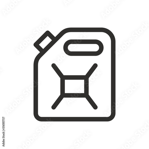 Fuel can isolated icon, gas canister outline vector icon
