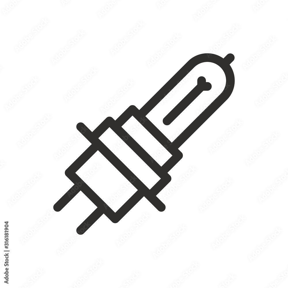 Car light bulb isolated icon, car h4 lamp linear vector icon Car light bulb isolated icon, car h4 lamp linear vector icon
