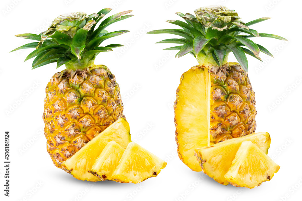 .Pineapple full size sliced piece collection set. .Set of pineapple Fruit food on white isolated .Clipping path. .Pineapple full size sliced piece collection set. .Set of pineapple Fruit food on white isolated .Clipping path.