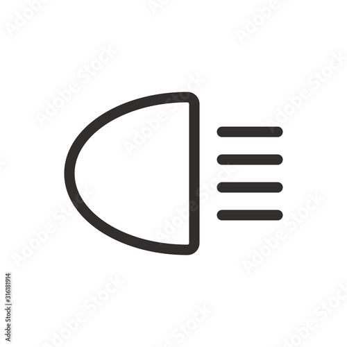 Car lights isolated icon, car head light outline vector icon