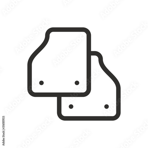 Car mats isolated icon, car floor carpets outline vector icon
