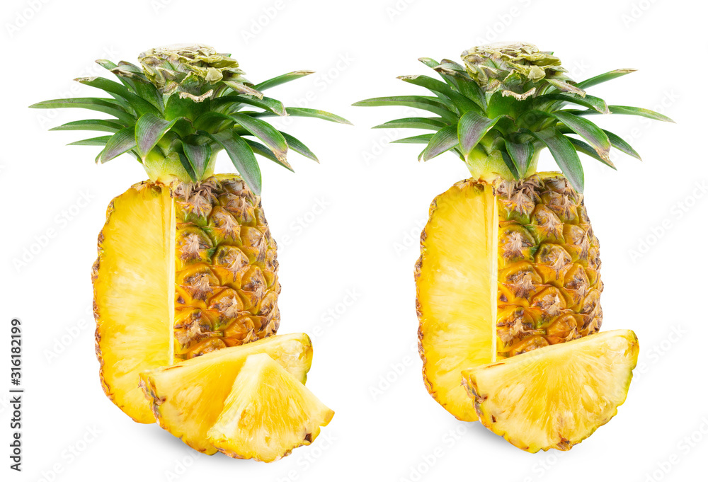 .Pineapple full size sliced piece collection set. .Set of pineapple Fruit food on white isolated .Clipping path. .Pineapple full size sliced piece collection set. .Set of pineapple Fruit food on white isolated .Clipping path.