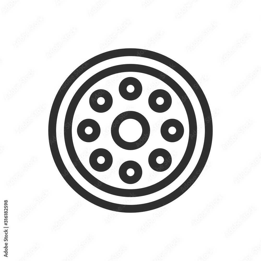 Car steel wheel linear icon, stamped wheel rim isolated vector icon Car steel wheel linear icon, stamped wheel rim isolated vector icon