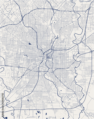 map of the city of San Antonio, Texas, USA