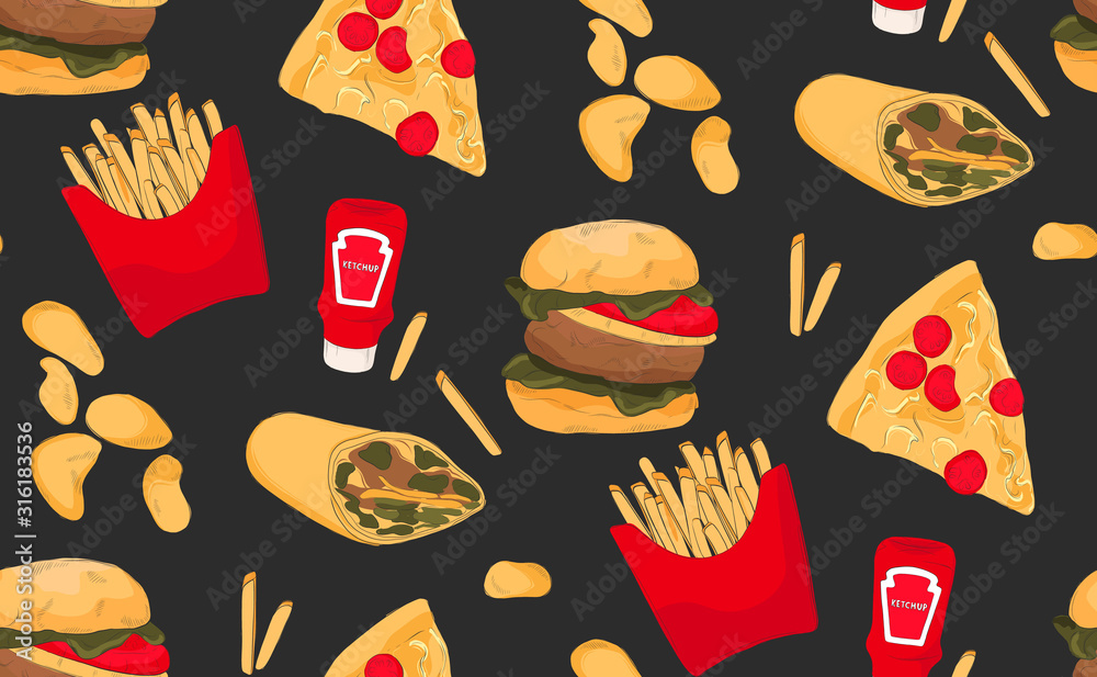 american style diner food clipart