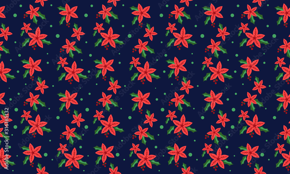 Unique flower pattern background for Christmas, with leaf and floral cute drawing. Unique flower pattern background for Christmas, with leaf and floral cute drawing.