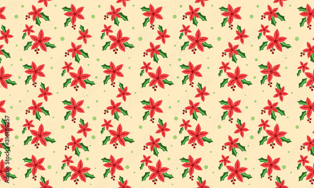 Unique flower pattern background for Christmas, with leaf and floral cute drawing. Unique flower pattern background for Christmas, with leaf and floral cute drawing.