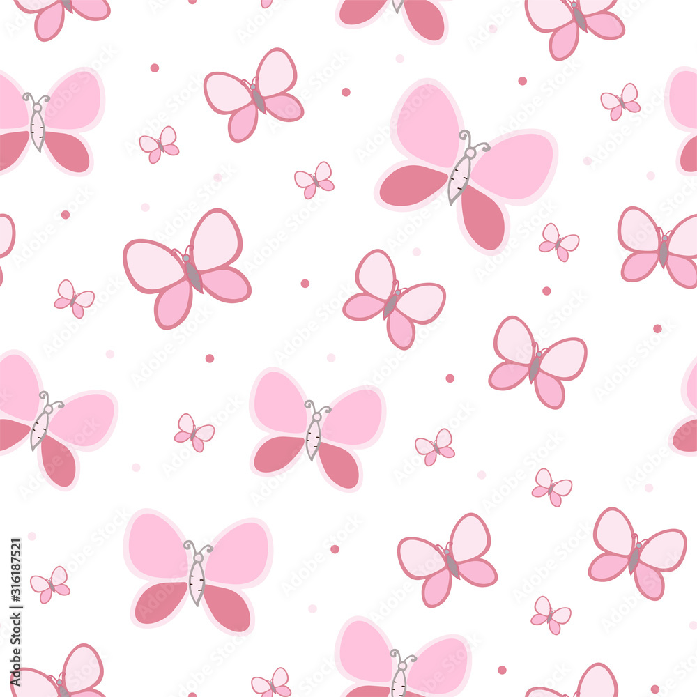 Seamless pattern with Butterflies. hand drawn Illustration. design for Digital paper,Textiles