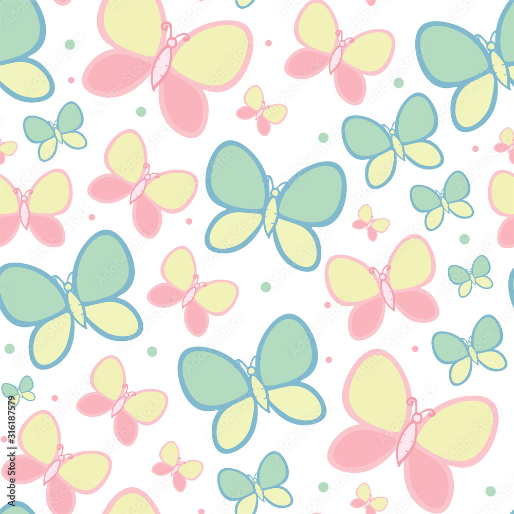 Seamless pattern with Butterflies. hand drawn Illustration. design for Digital paper,Textiles Seamless pattern with Butterflies. hand drawn Illustration. design for Digital paper,Textiles