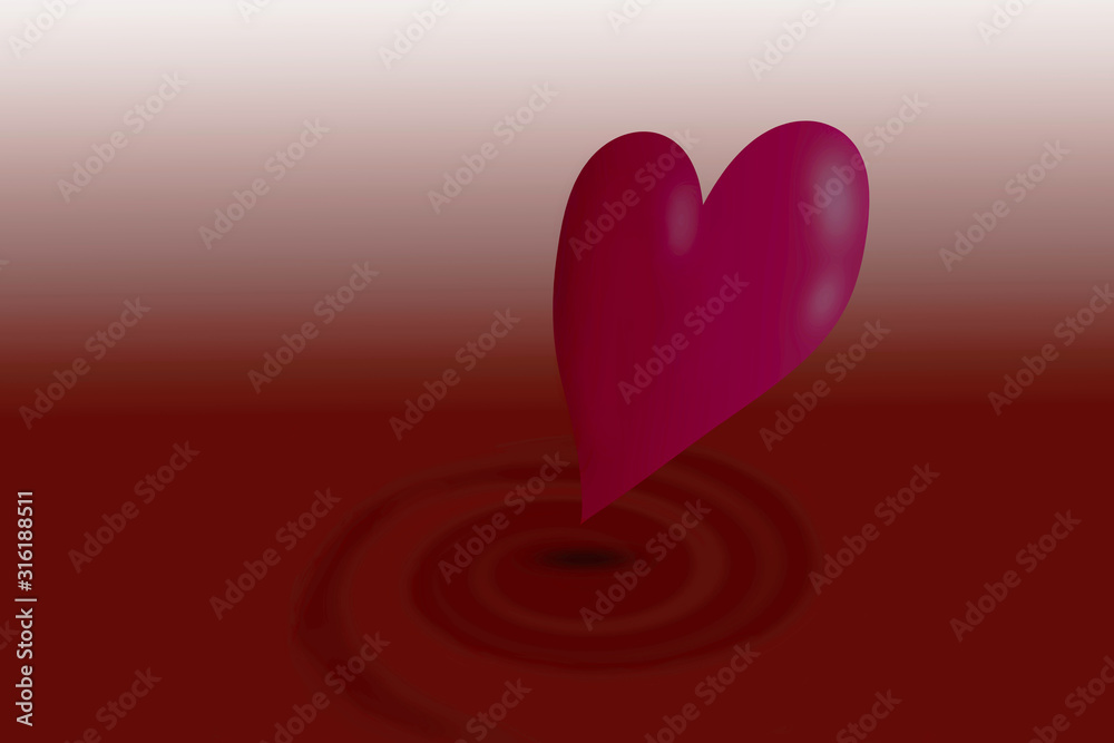 Chocolate ripples and heart. チョコレートの波紋とハート Chocolate ripples and heart. チョコレートの波紋とハート