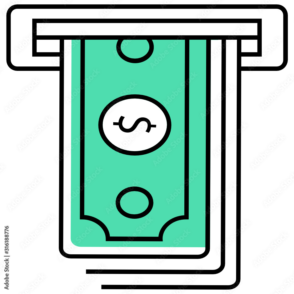 ATM Cash Withdraw Concept Vector Icon design ATM Cash Withdraw Concept Vector Icon design