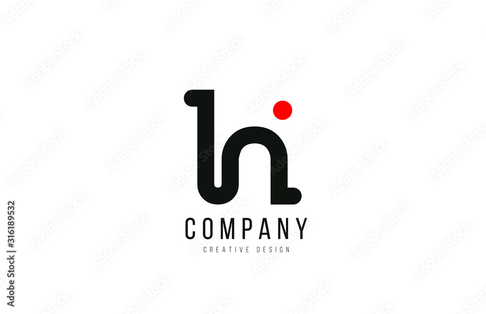 red and black dot H alphabet letter for company business logo or ...