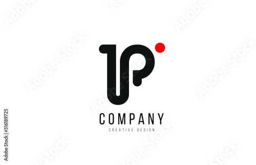 red and black dot P alphabet letter for company business logo or logotype icon design