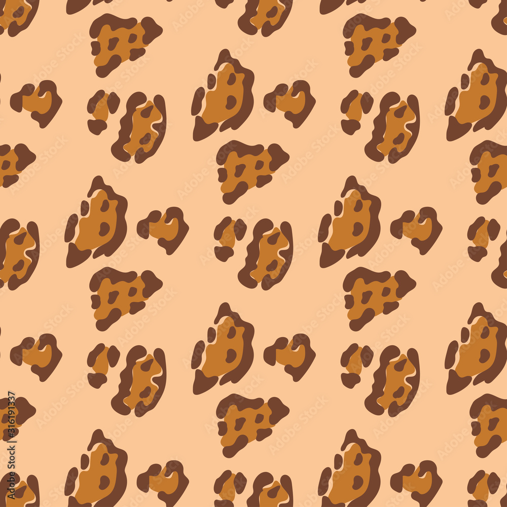 Fototapeta premium Modern abstract seamless pattern with leopard print. Modern leopard seamless pattern. Animal skin. Vector bright background. Fur animal skin fashion textile, surface design. Textile design, fabric.