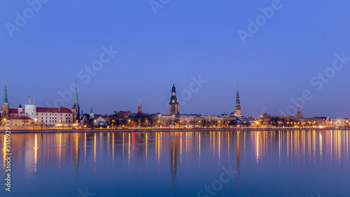 View of capital of Latvia from the river side in summer © Julia
