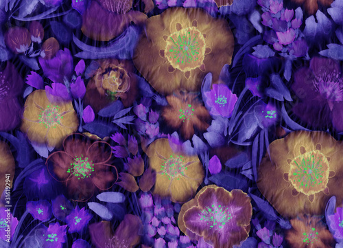 Watercolor flowers. Seamless watercolor pattern.