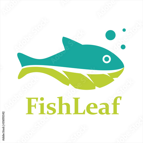 Aquaponics Fish Leaf Logo Template 