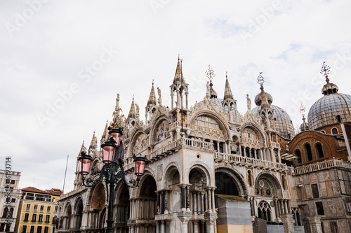 low angle view of cathedral basilica of saint mark in Venice, Italy
