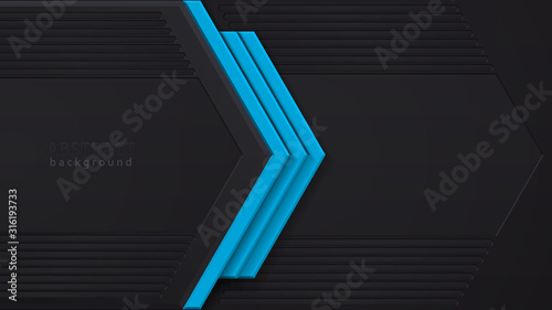 Blue luminous arrow. Red and black contrast abstract technology background. Layout design tech. Vector corporate design. EPS10