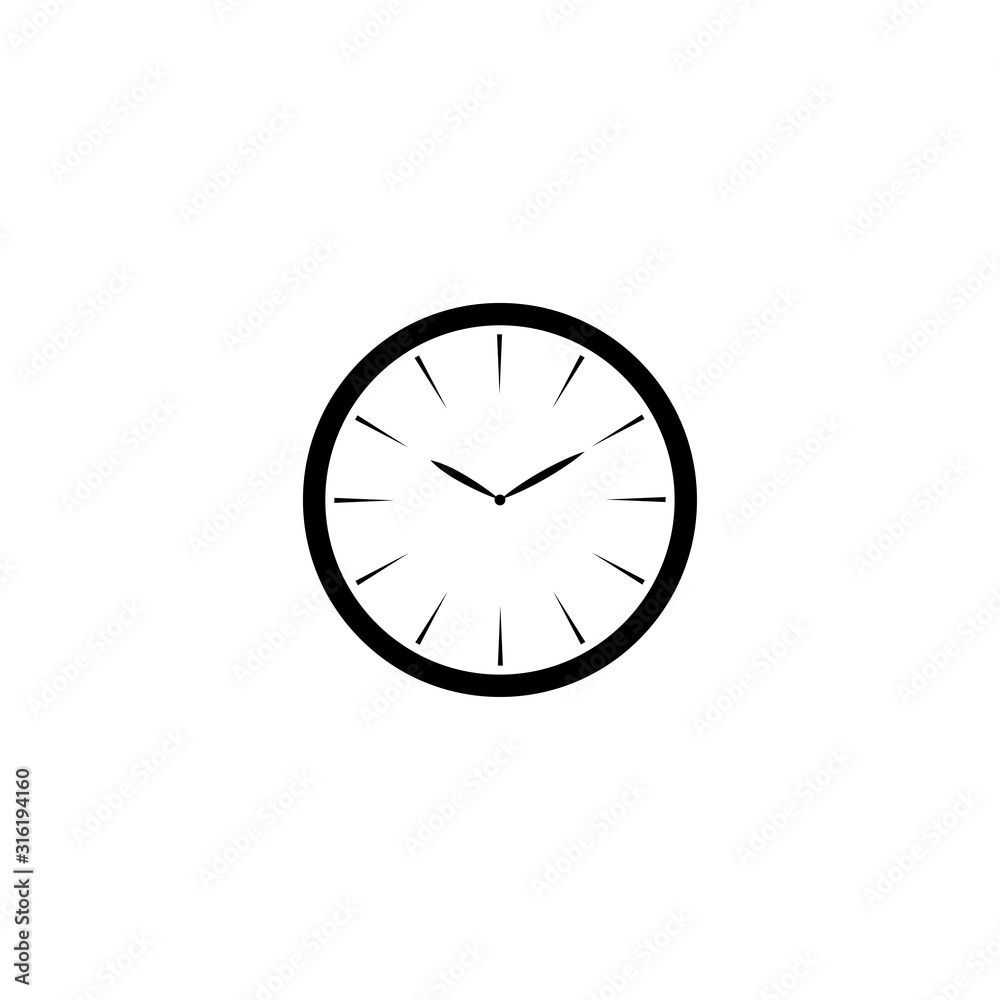 Clock flat vector icon isolated on a white background. Clock flat vector icon isolated on a white background.