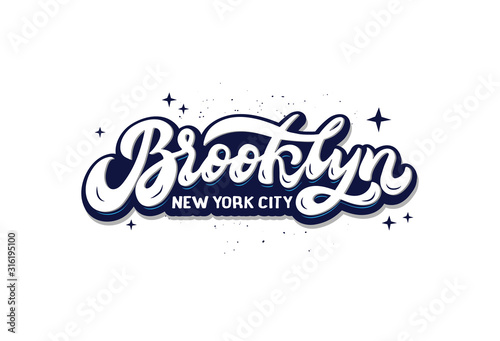 Brooklyn New York city logo  emblem  label  badge. Hand drawn lettering
