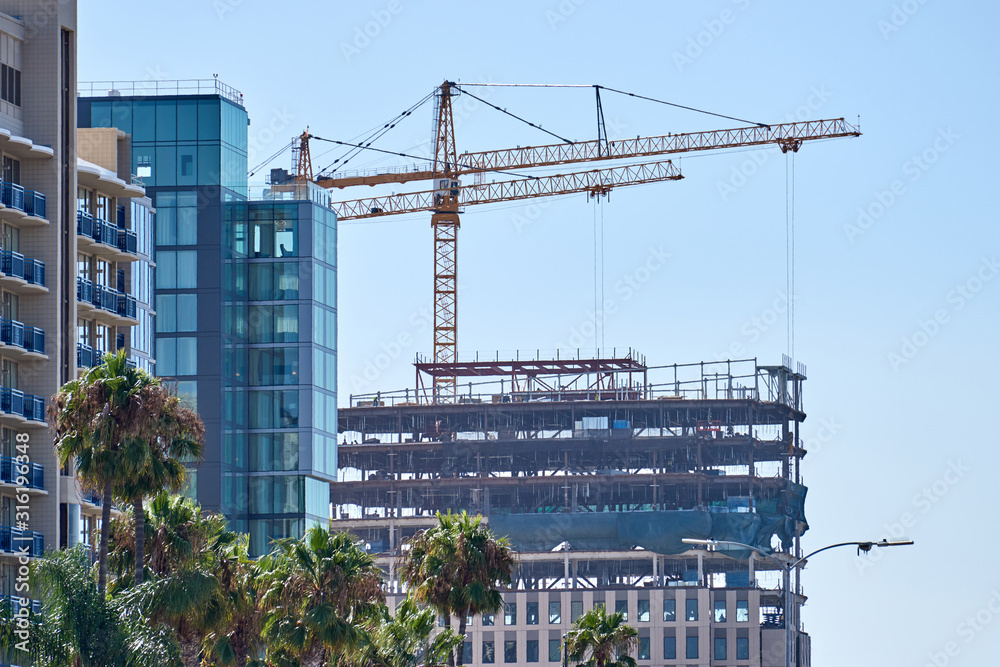 Construction site from far view in San Diego Construction site from far view in San Diego