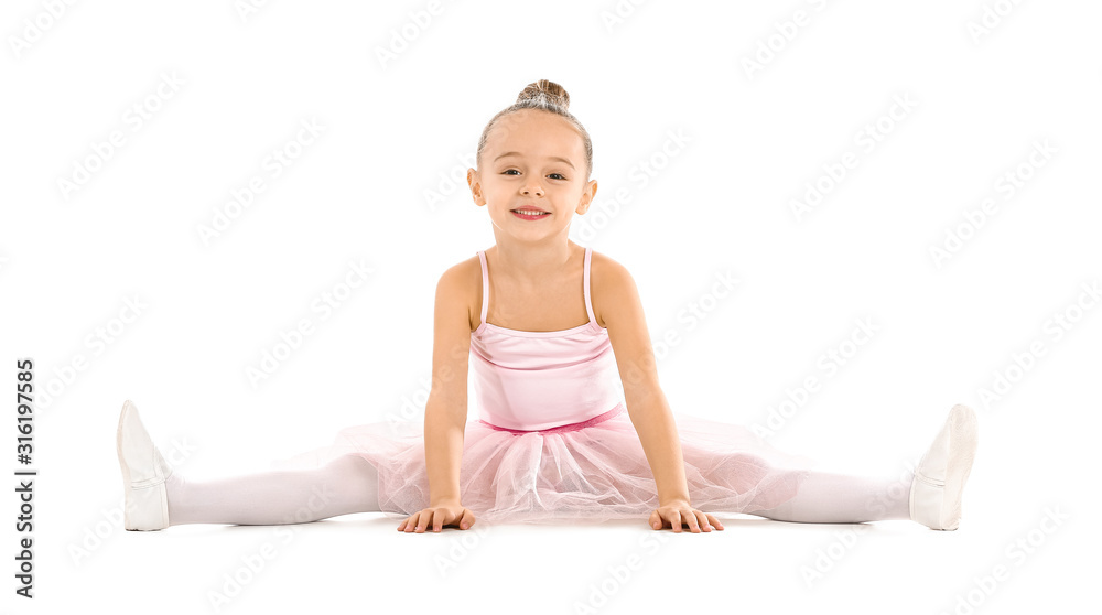 Cute little ballerina on white background Cute little ballerina on white background