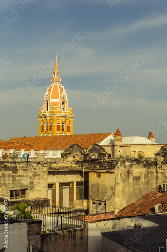 Cartagena Cathedral with Bell Tower.