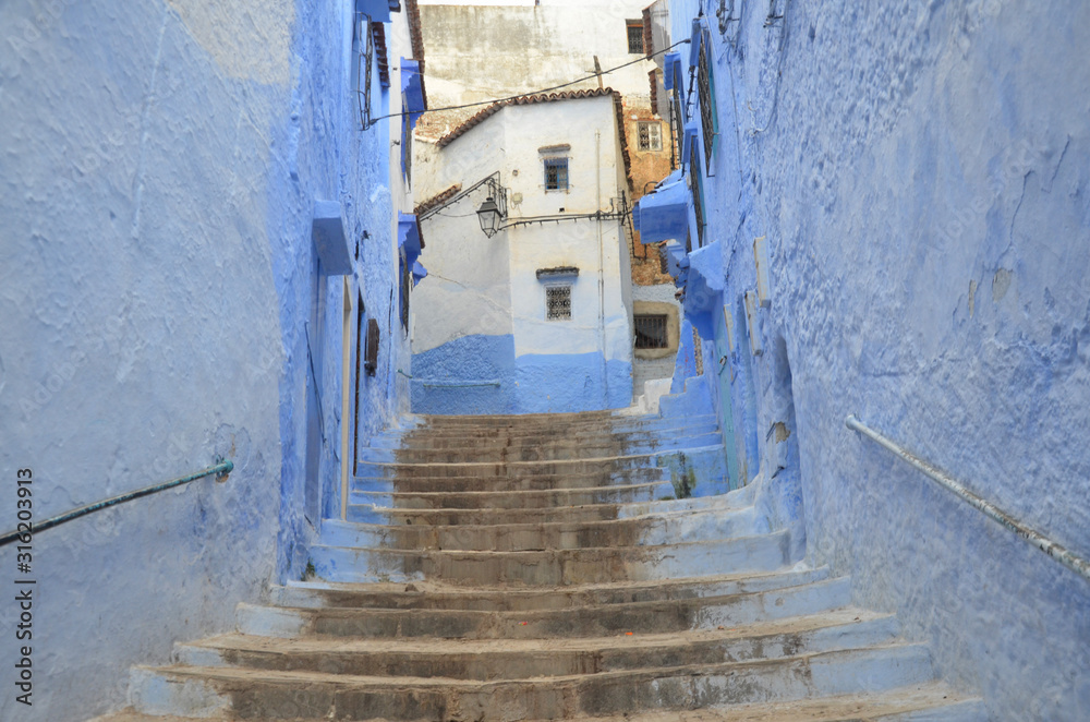 Chefchaouen, the blue city of Morocco. It’s famous for all the houses and shops painted different shades of blue. 