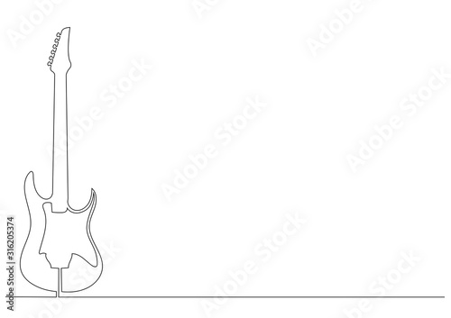 continuous line art drawn one line guitar hand-drawn picture. Line art. guitar