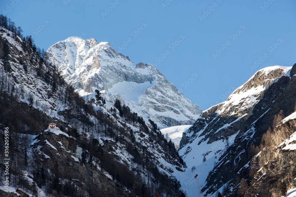 Zermatt valley view mountain winter snow landscape Swiss Alps